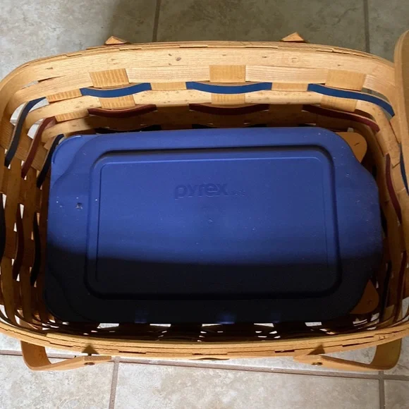 Peterborough Baskets of New Hampshire NEW Vintage Handmade Basket w/Pyrex dish. - Picture 6 of 16